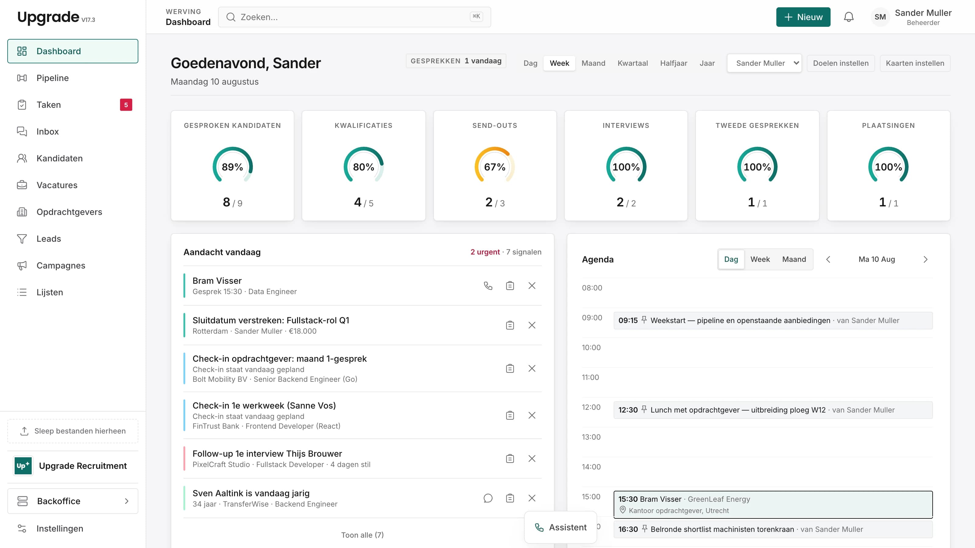 Upgrade Recruitment-dashboard met taken, pipeline en actuele resultaten